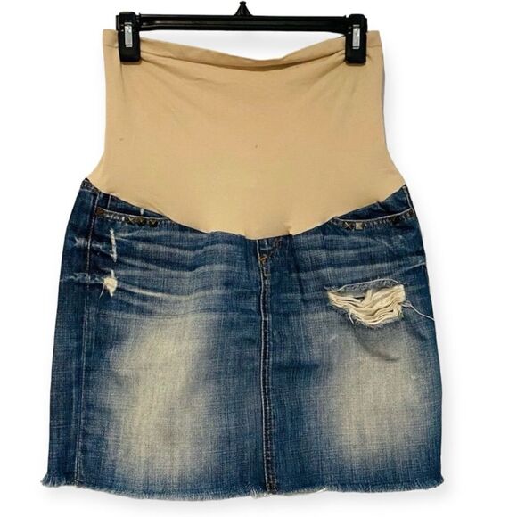 Joe’s Jeans/A Pea in the Pod Maternity Distressed Raw Hem Mini Skirt Size 28 - Picture 1 of 6